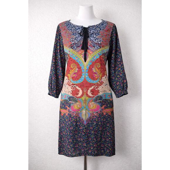 Tolani Dresses & Skirts - Tolani Silk Boho Tunic Dress Multicolor Print Size S